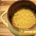 Bouillie de millet dans une casserole au four Bouillie de millet dans des casseroles sur l'eau